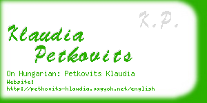 klaudia petkovits business card